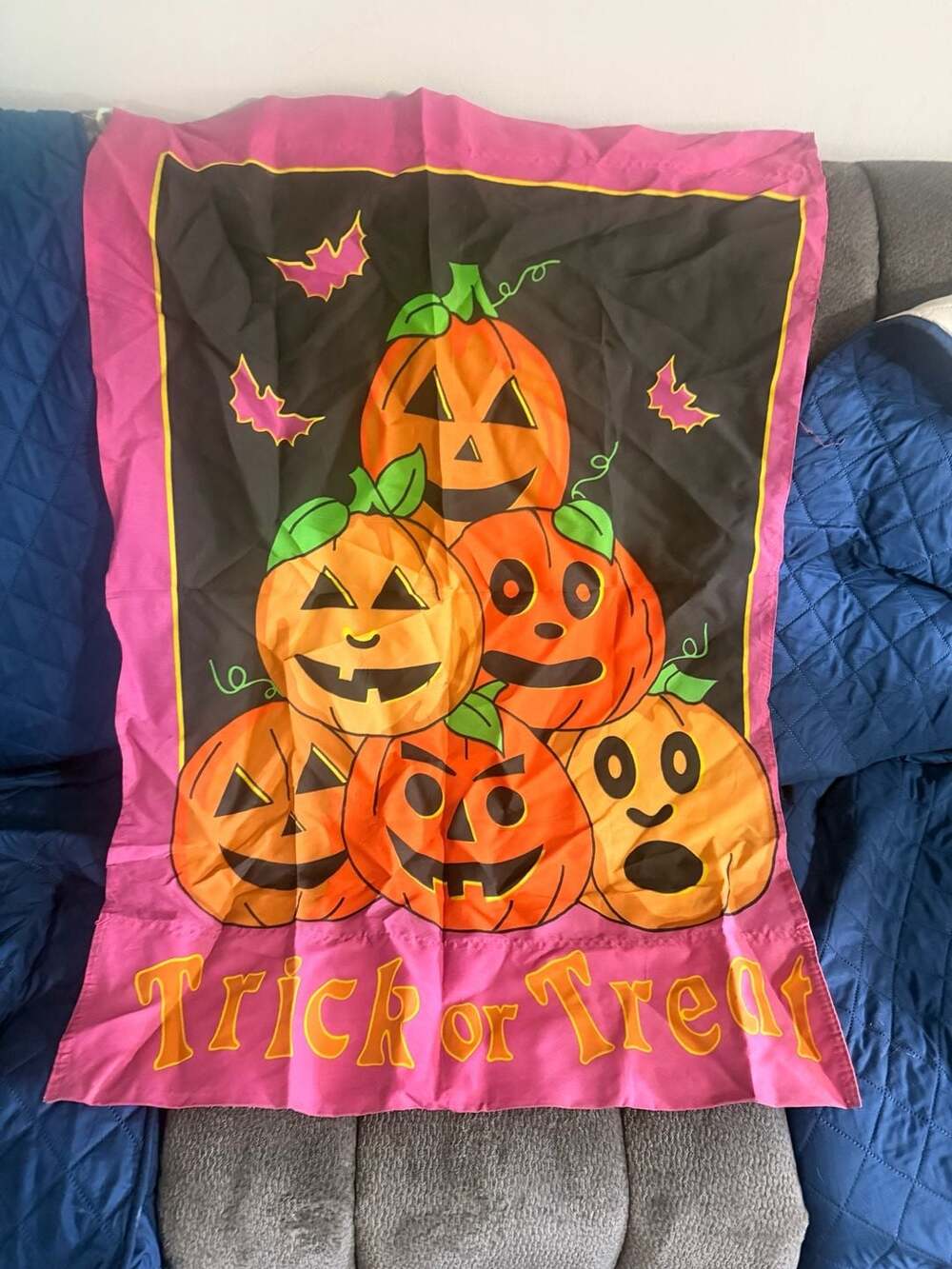 Vintage Halloween Trick or Treat Pumpkin Garden Flag
